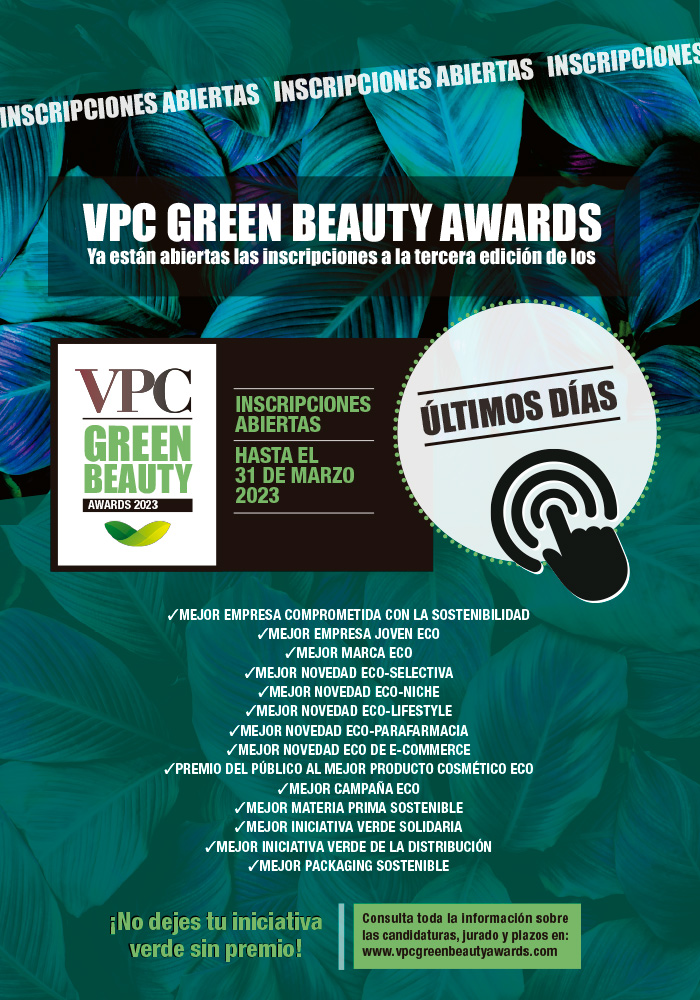 Últimos días inscripciones VPC GREEN BEAUTY AWARDS 2023